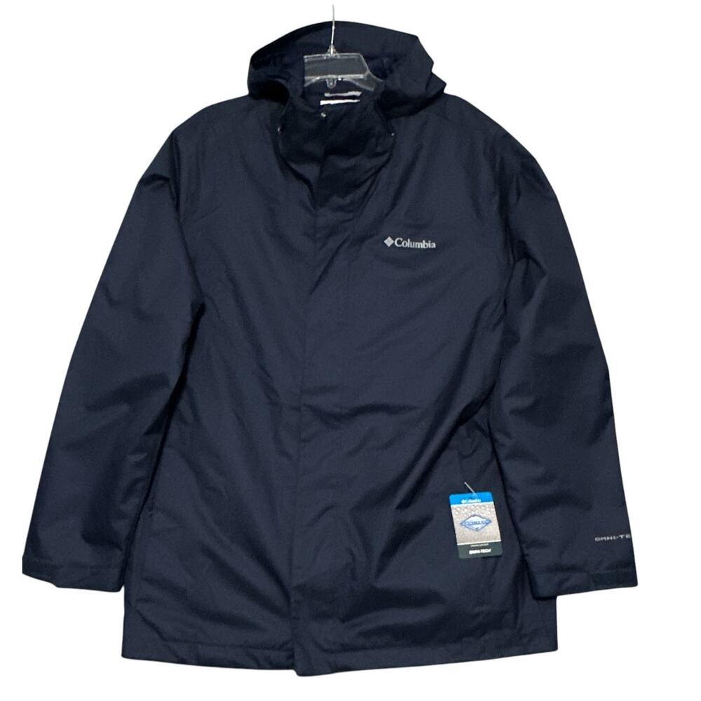 Columbia Master The Mountain EXS Rain Jacket Navy Hooded Mens Size Large